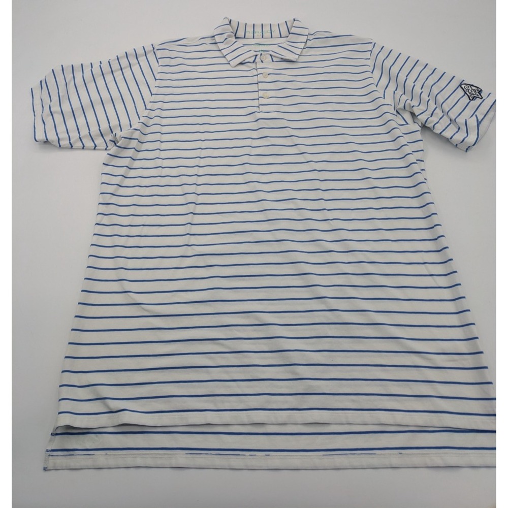 B Draddy Polo Mens XLarge White‎ Stripe Golf Edgewood Valley Country Club